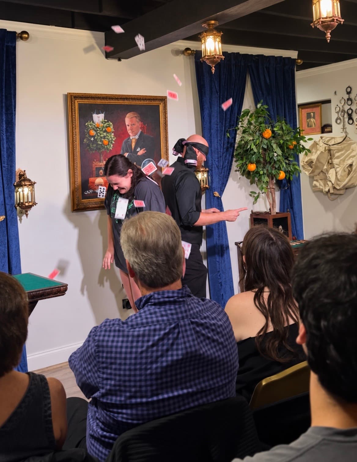 Dylan Looper performing a mentalism routine during a live show